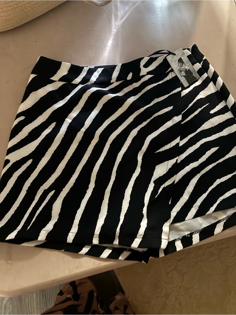 Sincerely Jules Black & White Zebra Print Skort